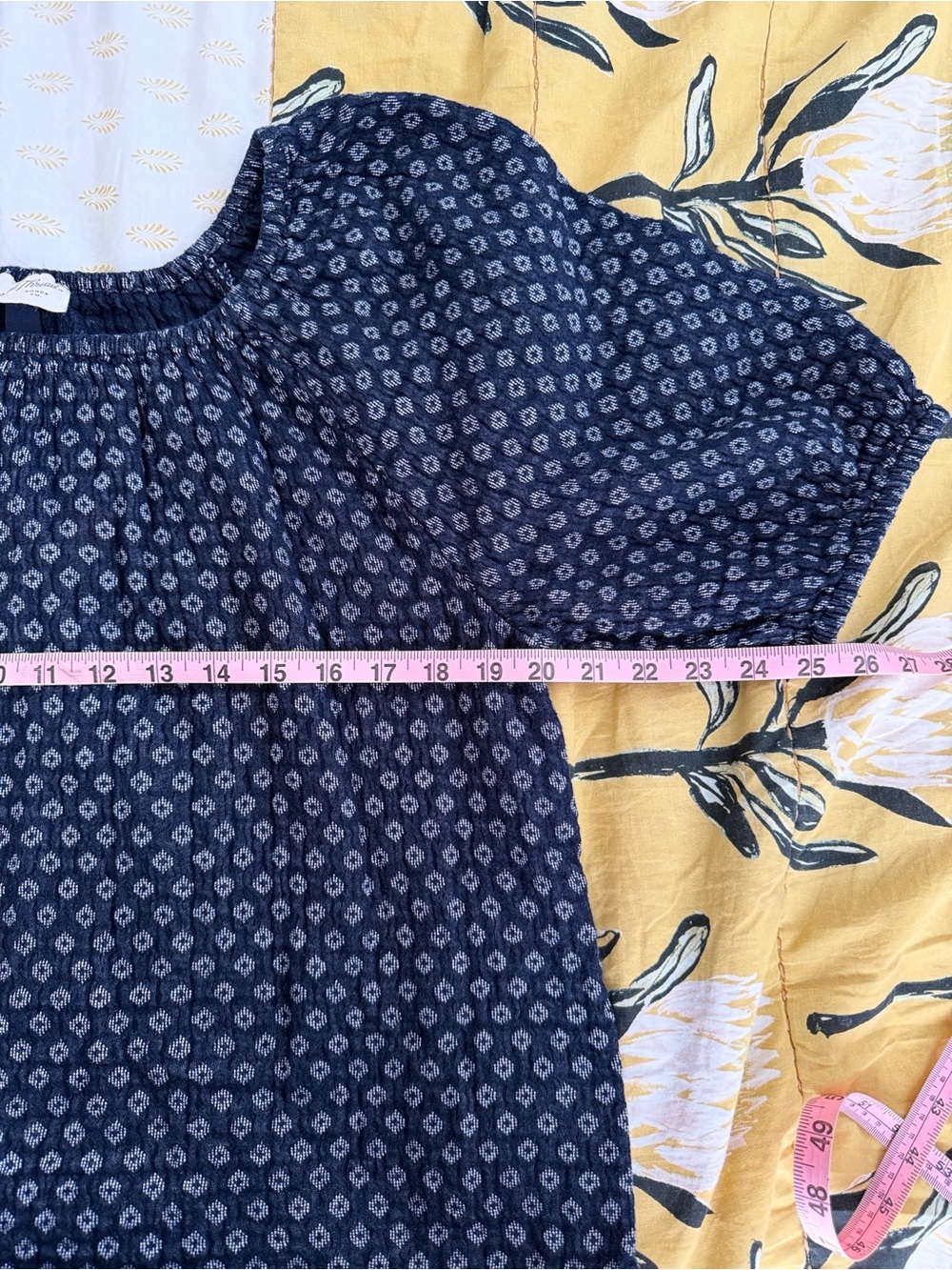 Navy peasant blouse 100% cotton - Picture 2 of 6